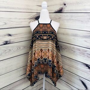 Romeo & Juliet Multicolor Paisley High Neck Flowy Tank Top Size Small